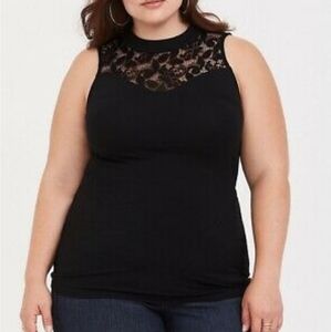 Torrid Black Lace Neck Foxy Tank Top - Size 3